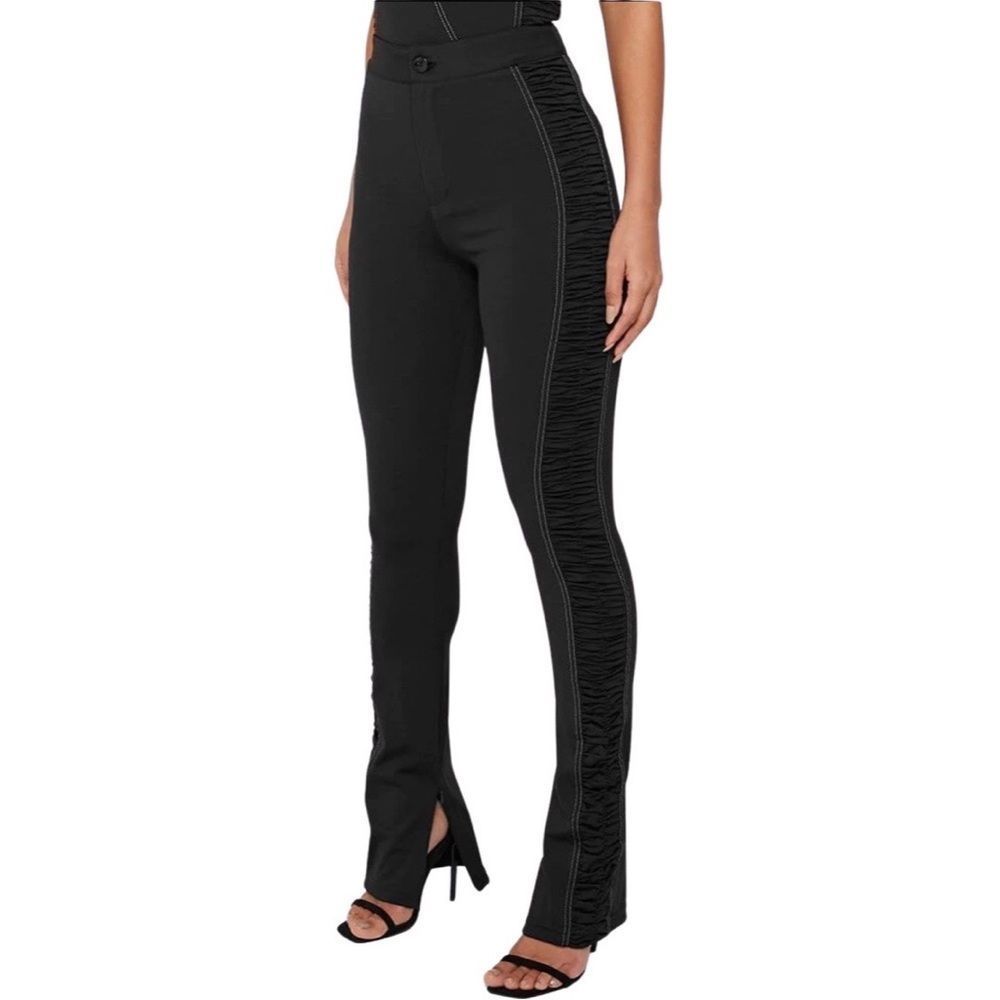 MANIERE DE VOIR Ruched Side Flared Leggings - Black - US Sz 6 (UK Sz 10).